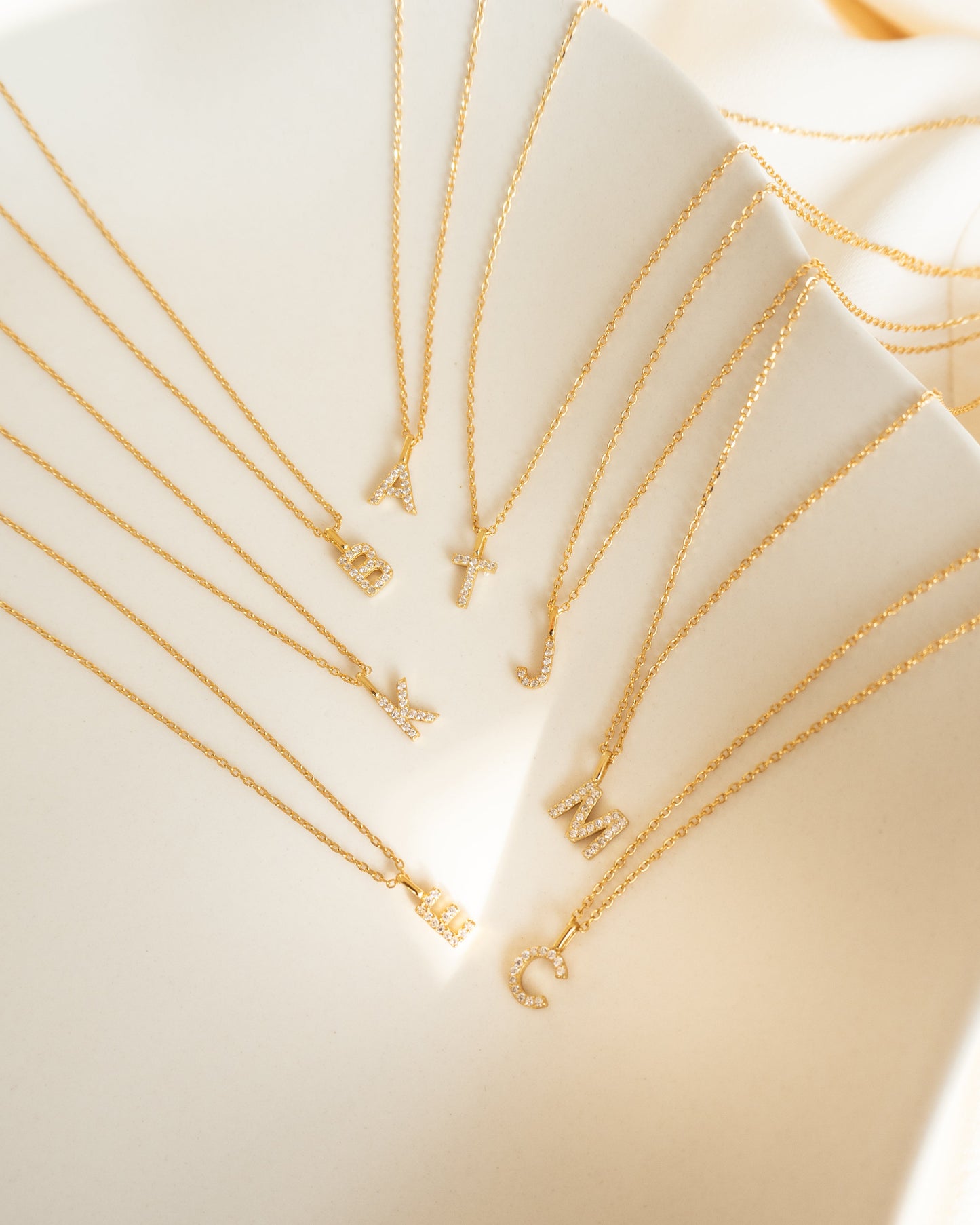 Mini Pave Initial Necklace | Gold