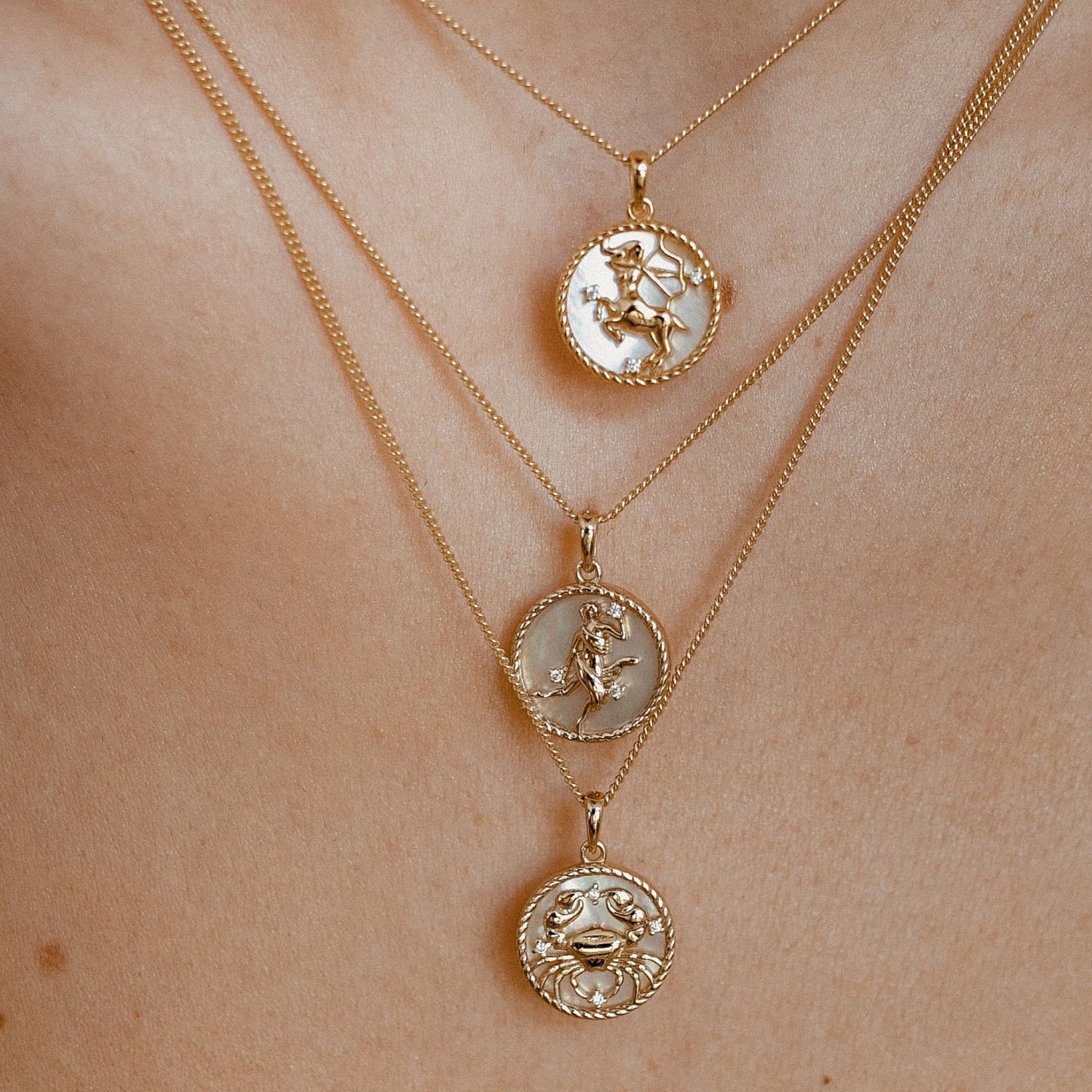 Titanium Steel Shell Zodiac Coin Necklace