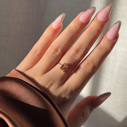 LIMITED EDITION Citrine Champagne Chain Ring- Rectangle