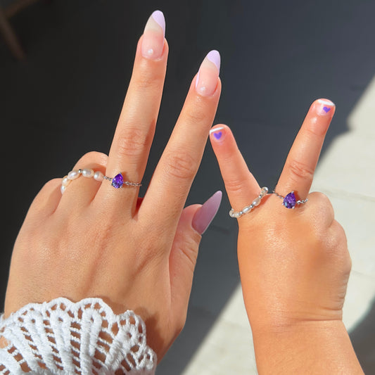 Purple Amethyst Self-Love Chain Ring by