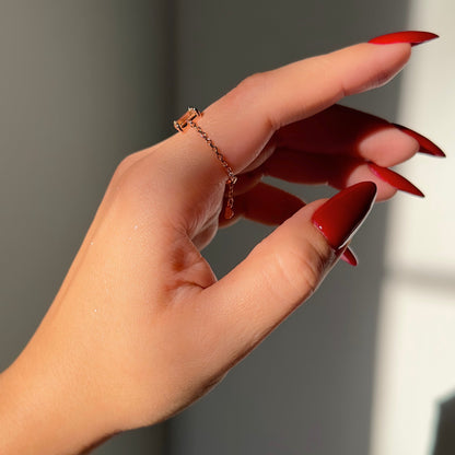 LIMITED EDITION Citrine Champagne Chain Ring- Rectangle