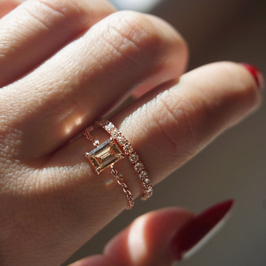 LIMITED EDITION Citrine Champagne Chain Ring- Rectangle