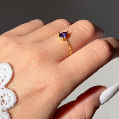 Purple Amethyst Self-Love Chain Ring by