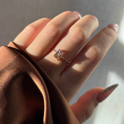 LIMITED EDITION Citrine Champagne Chain Ring- Rectangle