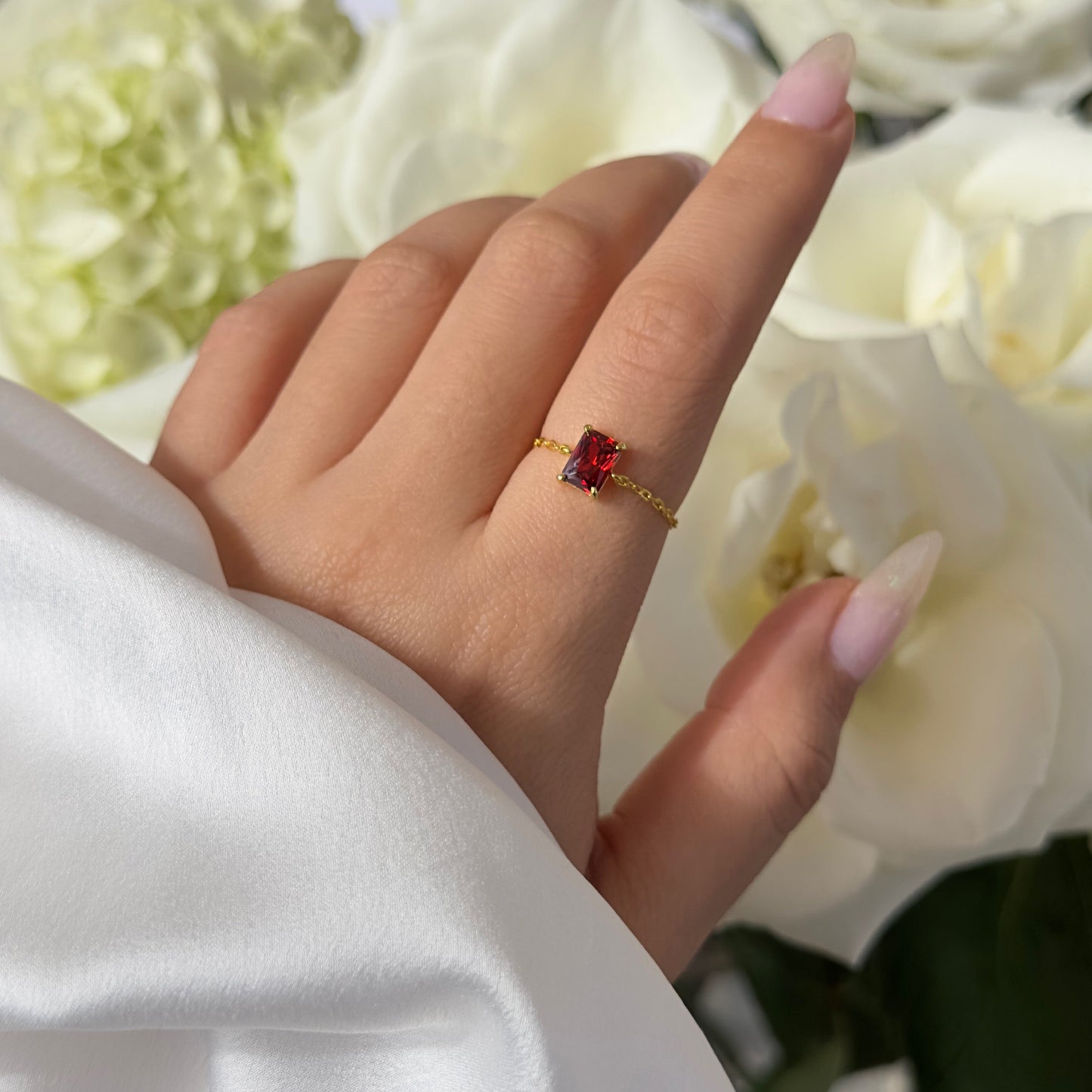 Red Garnet Self-Love Chain Ring