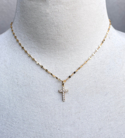 Cross Shimmer Choker | Gold