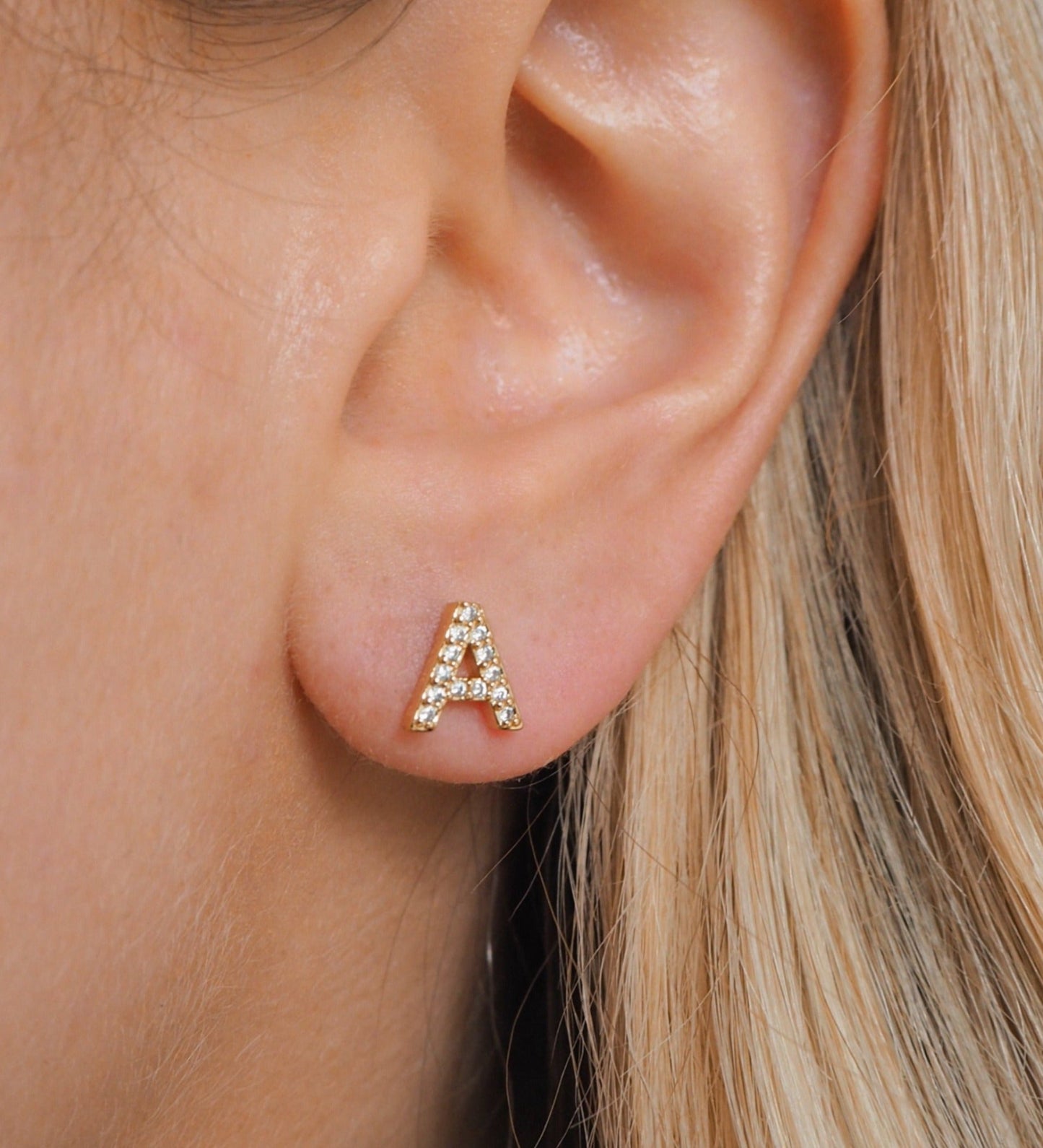 Pave Letter Studs