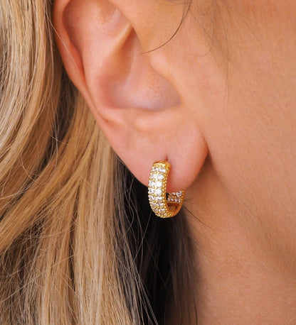 Pave Baby Hoops | Gold