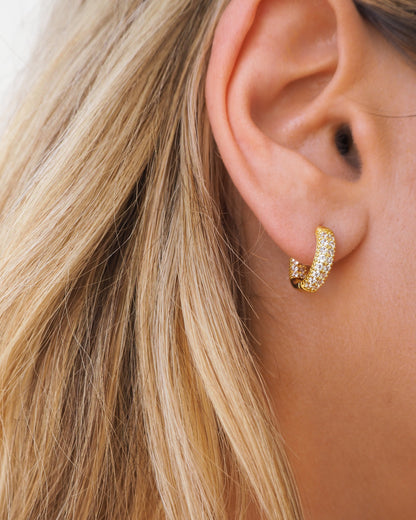 Pave Baby Hoops | Gold
