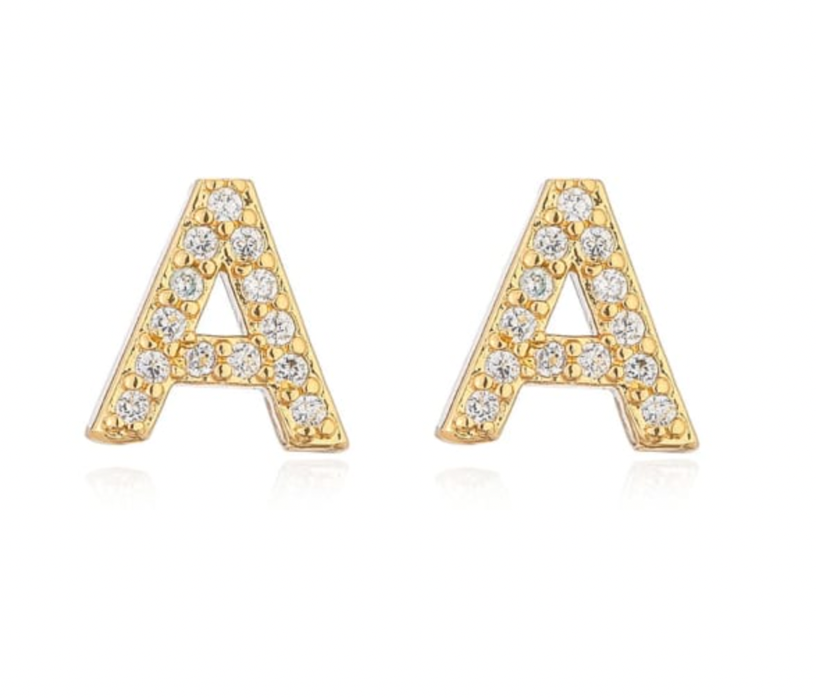 Pave Letter Studs