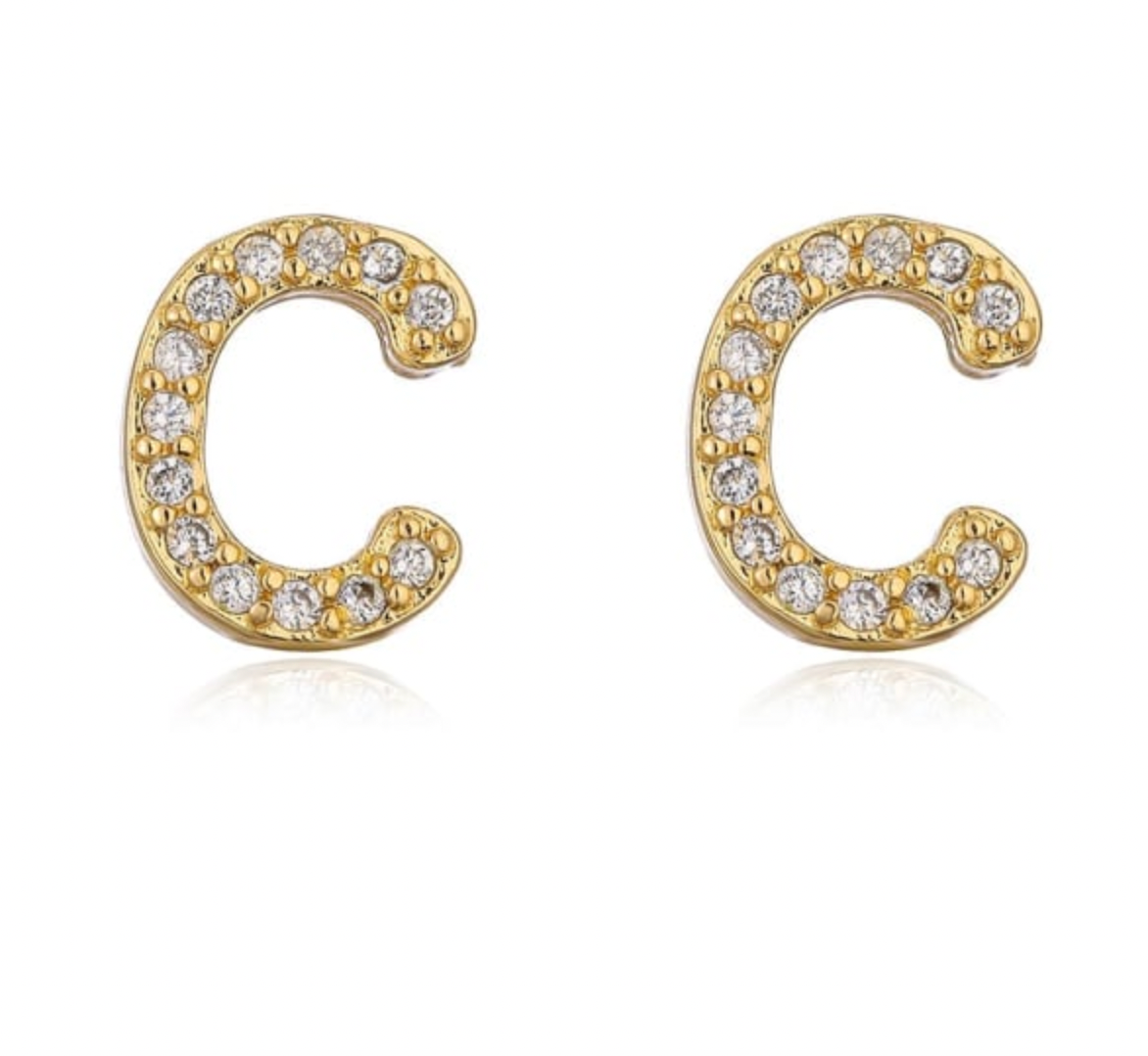 Pave Letter Studs