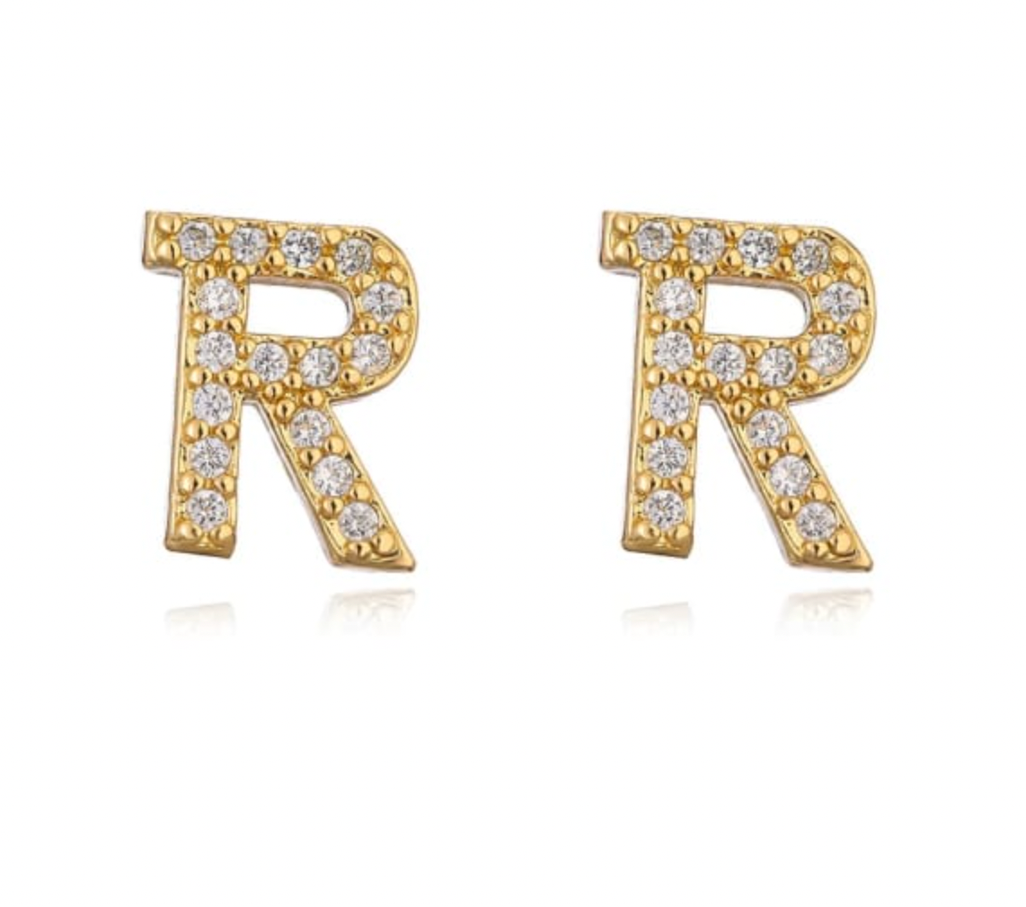 Pave Letter Studs