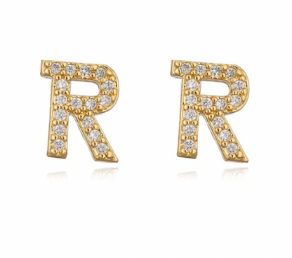 Pave Letter Studs