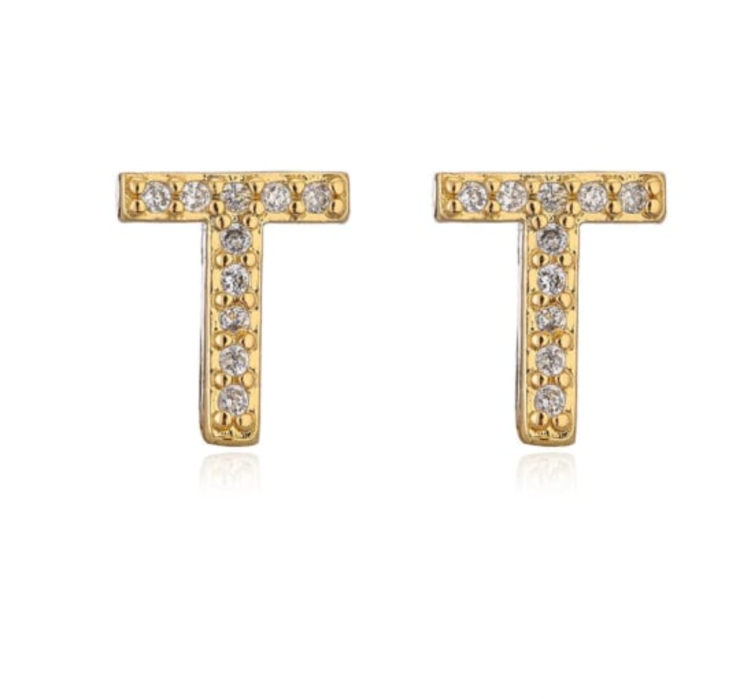 Pave Letter Studs