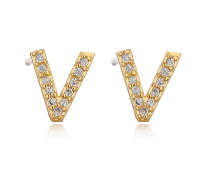 Pave Letter Studs