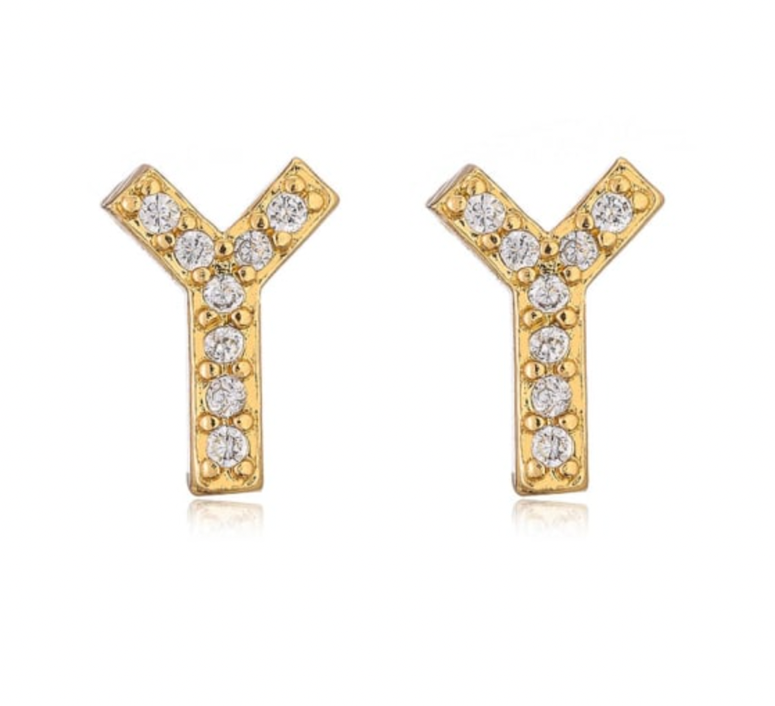 Pave Letter Studs