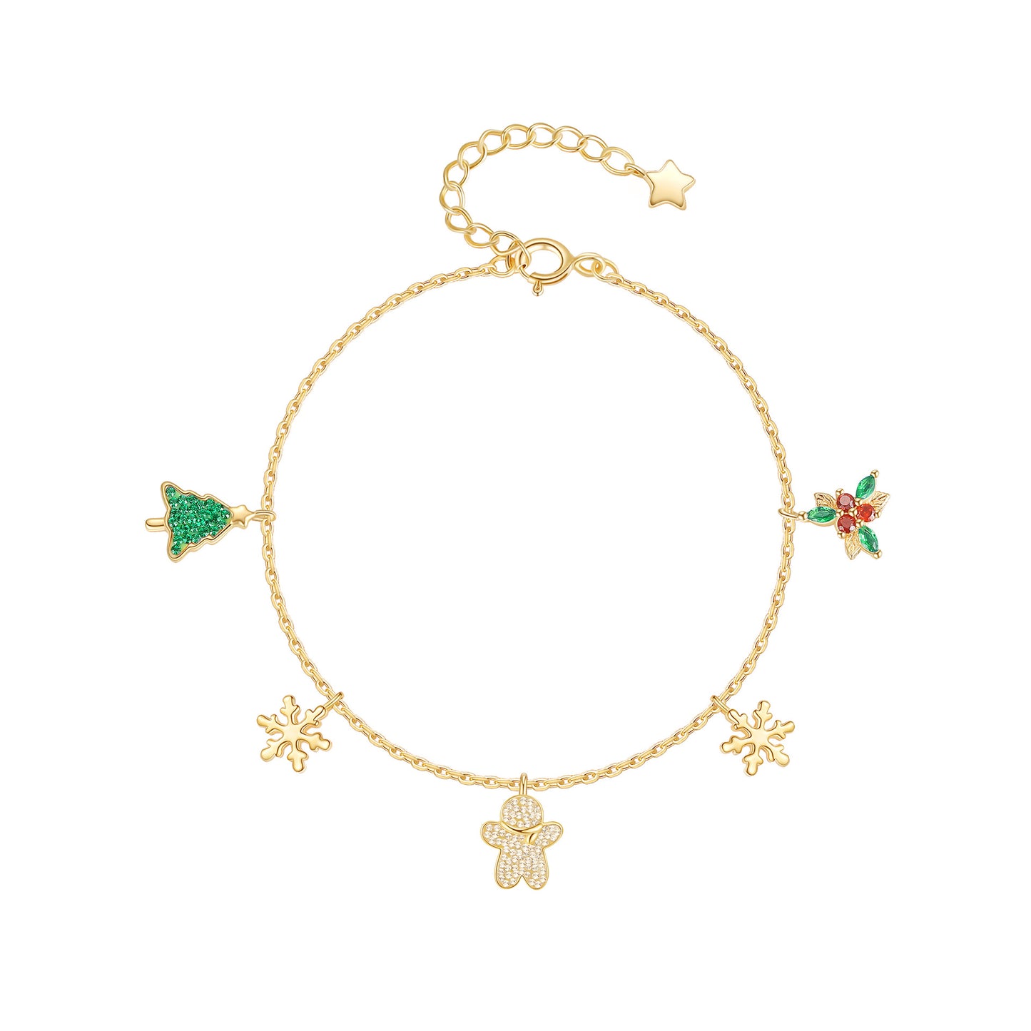 Women's Christmas Gingerbread Man Christmas Tree Bracelet