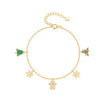 Women's Christmas Gingerbread Man Christmas Tree Bracelet
