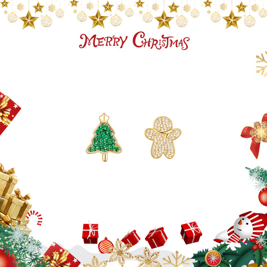Women's Christmas Gingerbread Man Christmas Tree Earrings