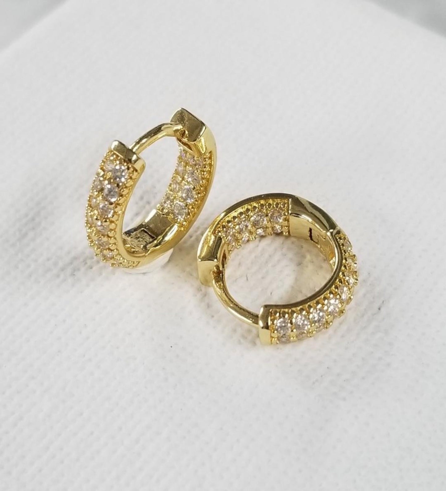 Pave Baby Hoops | Gold